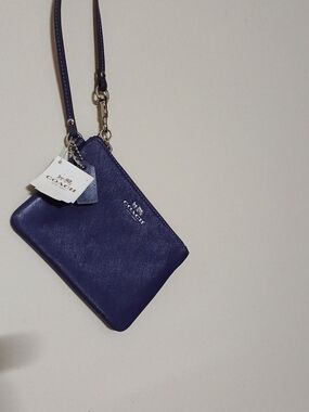 Coach Purple Leather Wristlet with Removable Strap